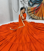Garba Special Orange Cotton Lehenga Choli with Handmade Mirror Work