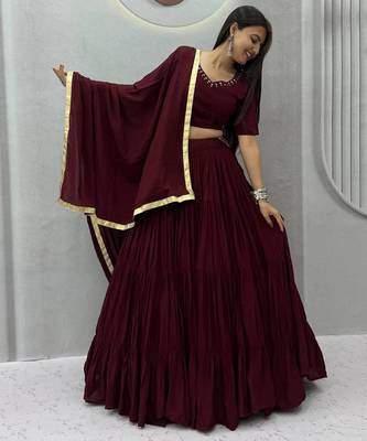 Garba Special Maroon Cotton Lehenga Choli with Handmade Mirror Work 2