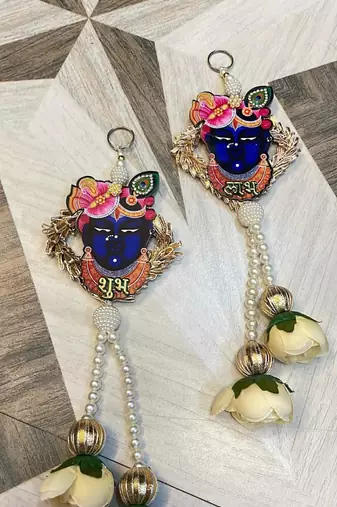 handmade multicolour traditional hanging decoration hanging toran for home decor (pack of 2)
