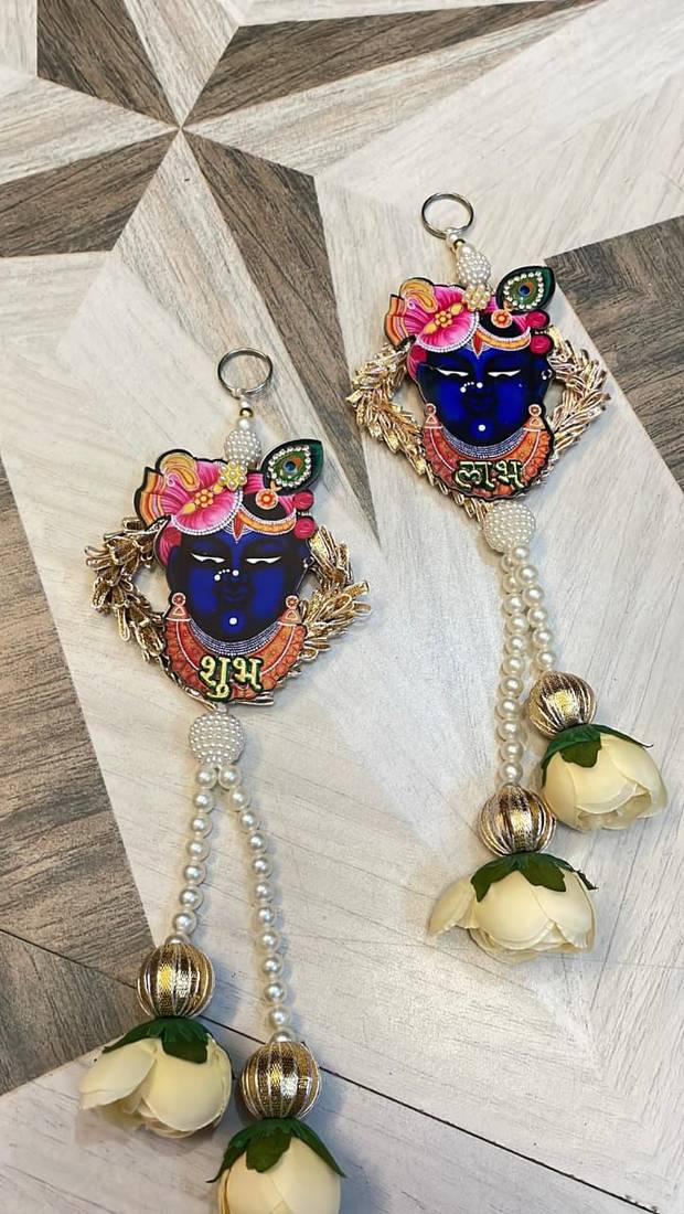 handmade multicolour traditional hanging decoration hanging toran for home decor (pack of 2)