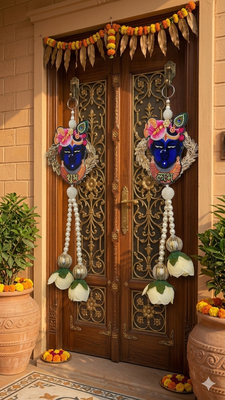 handmade multicolour traditional hanging decoration hanging toran for home decor (pack of 2) 3