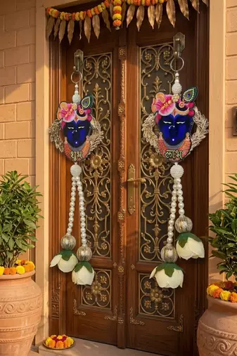 handmade multicolour traditional hanging decoration hanging toran for home decor (pack of 2)