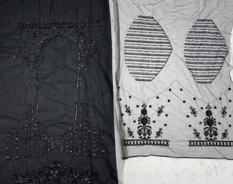 black color Sequins and Thread work Zardosi style Embroidery net Lehenga Choli set