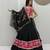 Black Color Real Mirror Work position print Silk Blend Navratri Lahenga Choli Set