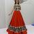 Orange Mirror Work position print Silk Blend Navratri Lahenga Choli Set
