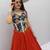 Orange Mirror Work position print Silk Blend Navratri Lahenga Choli Set