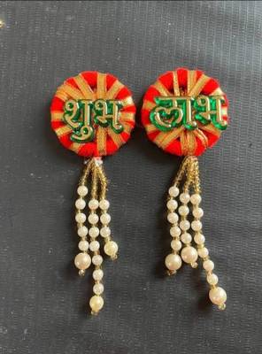 handmade shubh labh beads door hanging decorative wall hanging for home decoration (set of 1) 1