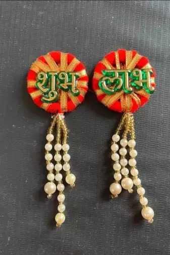 handmade shubh labh beads door hanging decorative wall hanging for home decoration (set of 1)