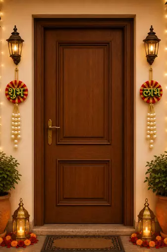 handmade shubh labh beads door hanging decorative wall hanging for home decoration (set of 1)