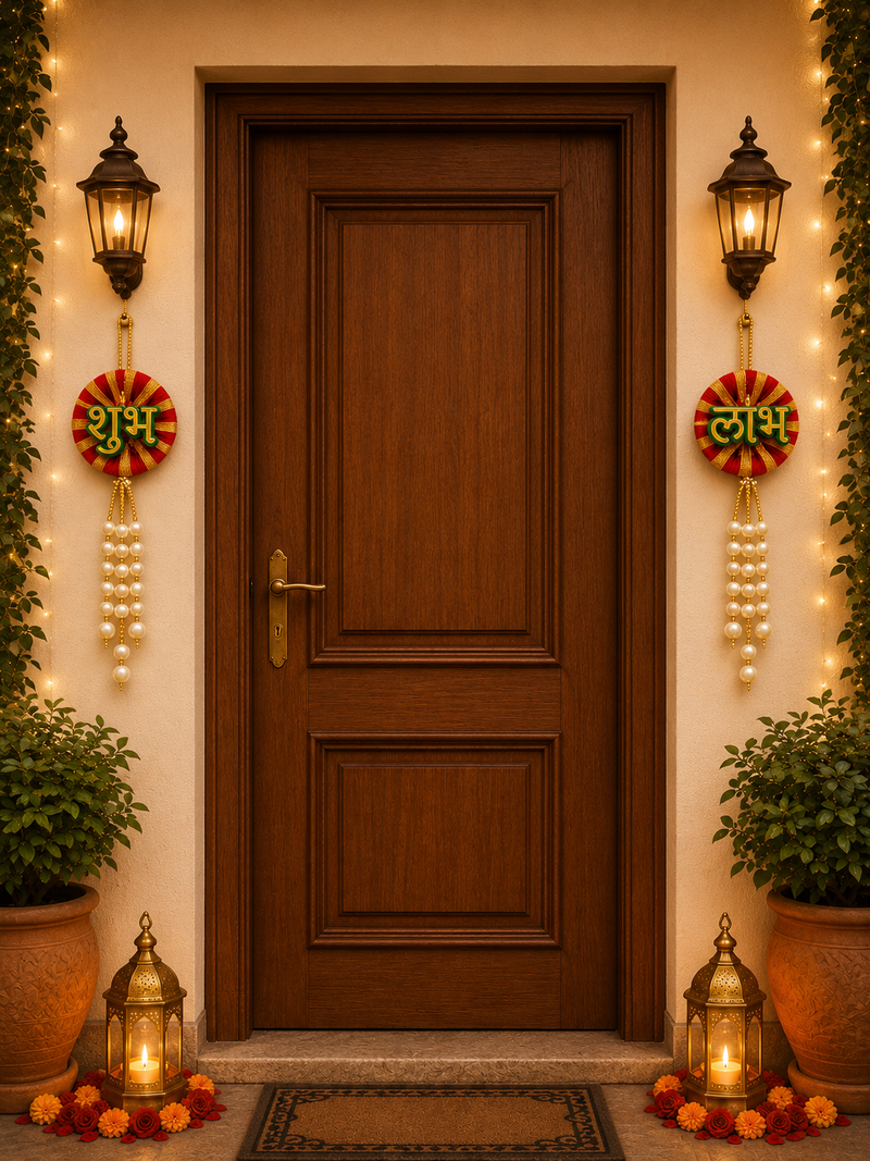 handmade shubh labh beads door hanging decorative wall hanging for home decoration (set of 1)