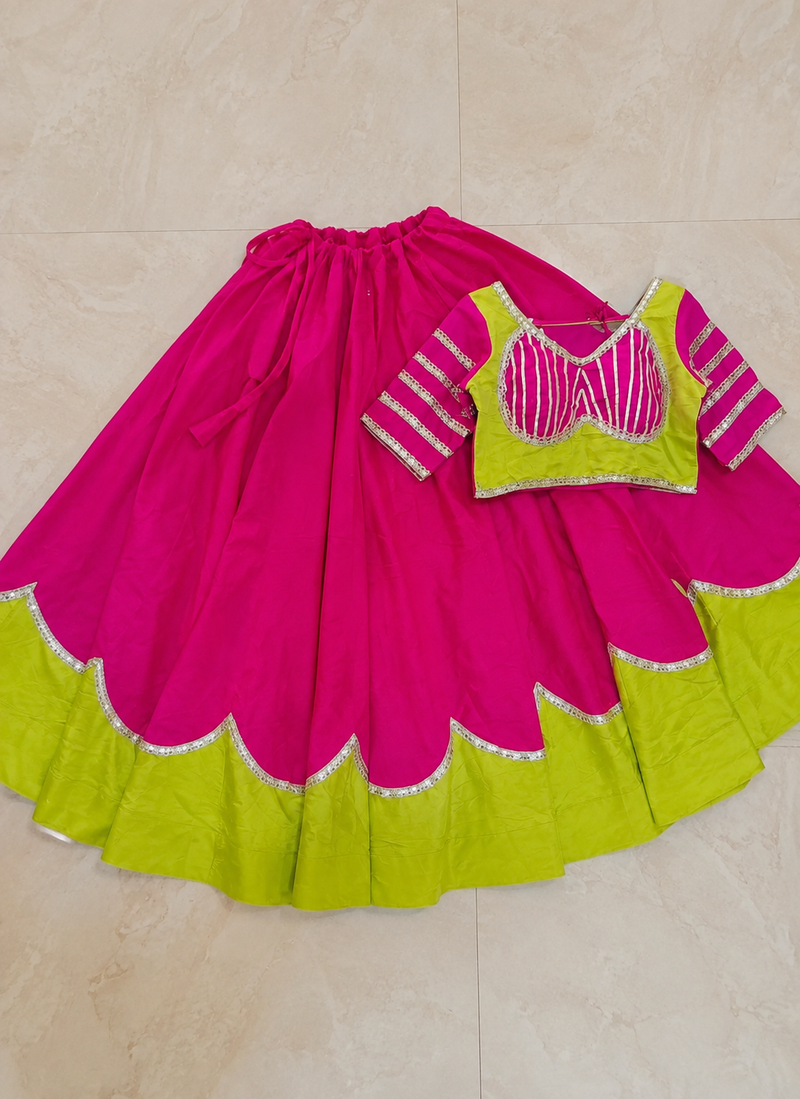 Rani Pink Lace Work Roman silk_Blend Lehenga Choli