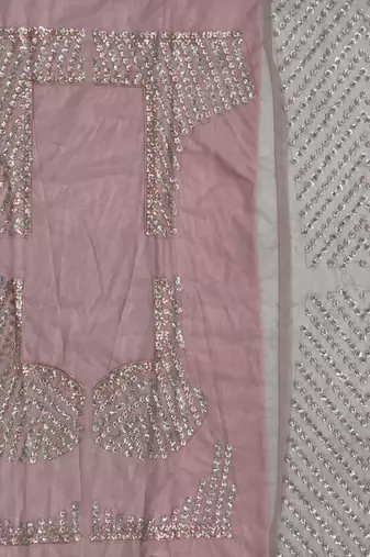 Peach color Designed Pattern Embroidered and Sequins Work net Lehenga Choli set