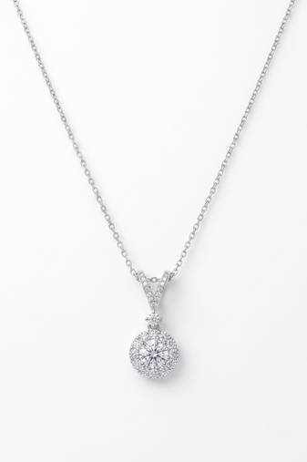 925 sterling silver halo cz solitaire drop pendant necklace for women