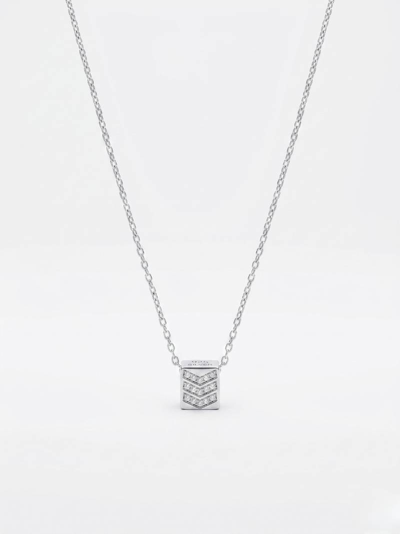 925 sterling silver chevron cz geometric pendant necklace for women