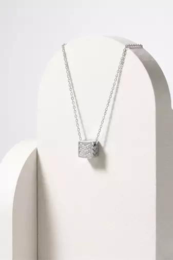 925 sterling silver chevron cz geometric pendant necklace for women