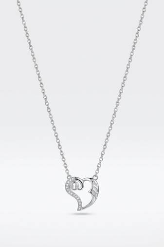 925 sterling silver heart lock cz pendant necklace for women