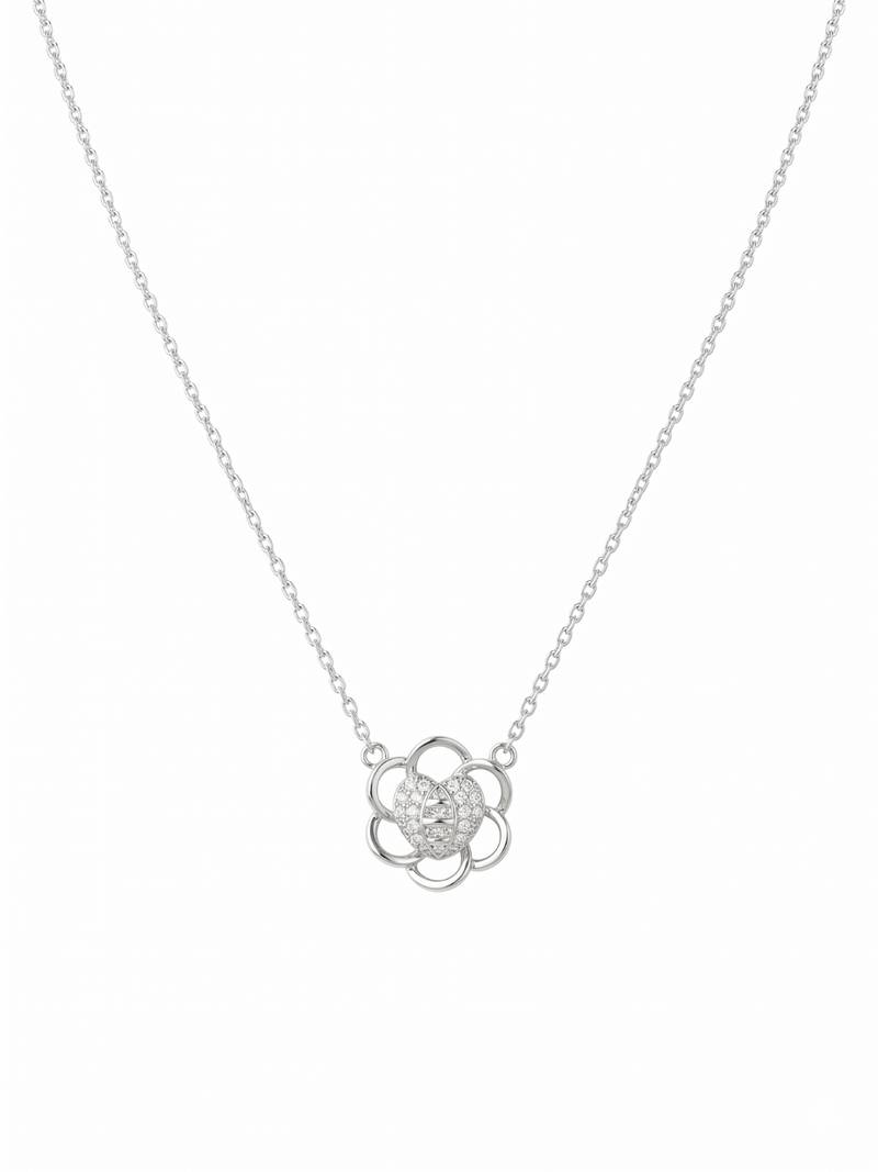 925 sterling silver floral heart cz pendant necklace for women