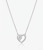 925 sterling silver cz heart & leaf pendant necklace for women