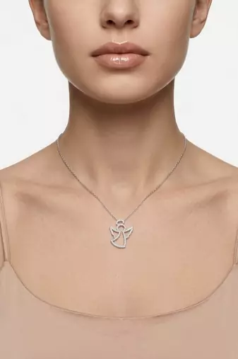 925 sterling silver angel cz pendant necklace for women