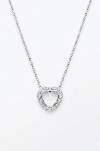 925 sterling silver halo heart cz pendant necklace for women