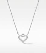 925 sterling silver heart duo cubic zirconia necklace for women