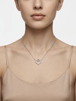925 sterling silver heart duo cubic zirconia necklace for women 4