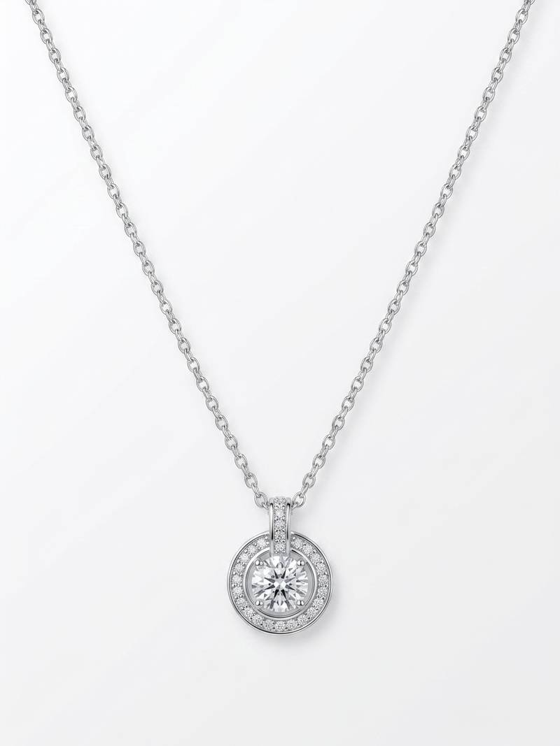 925 sterling silver halo cz solitaire pendant necklace for women
