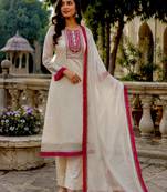 Off White Color Embroidery And Sequence Work Organza Salwar Suit