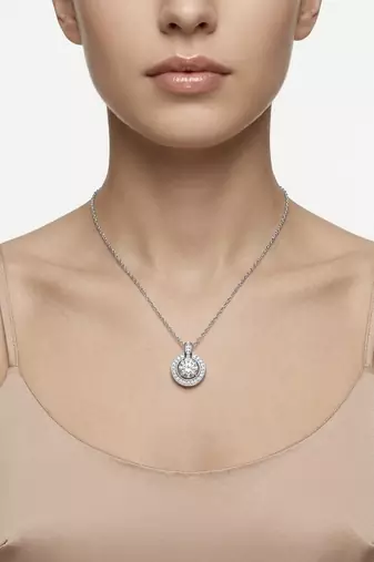 925 sterling silver halo cz solitaire pendant necklace for women
