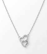 925 sterling silver romantic double heart cz necklace for women