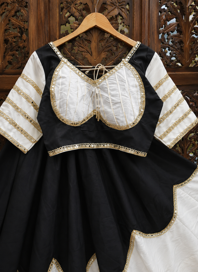 Black Color Lace Work Roman silk_Blend Lehenga Choli