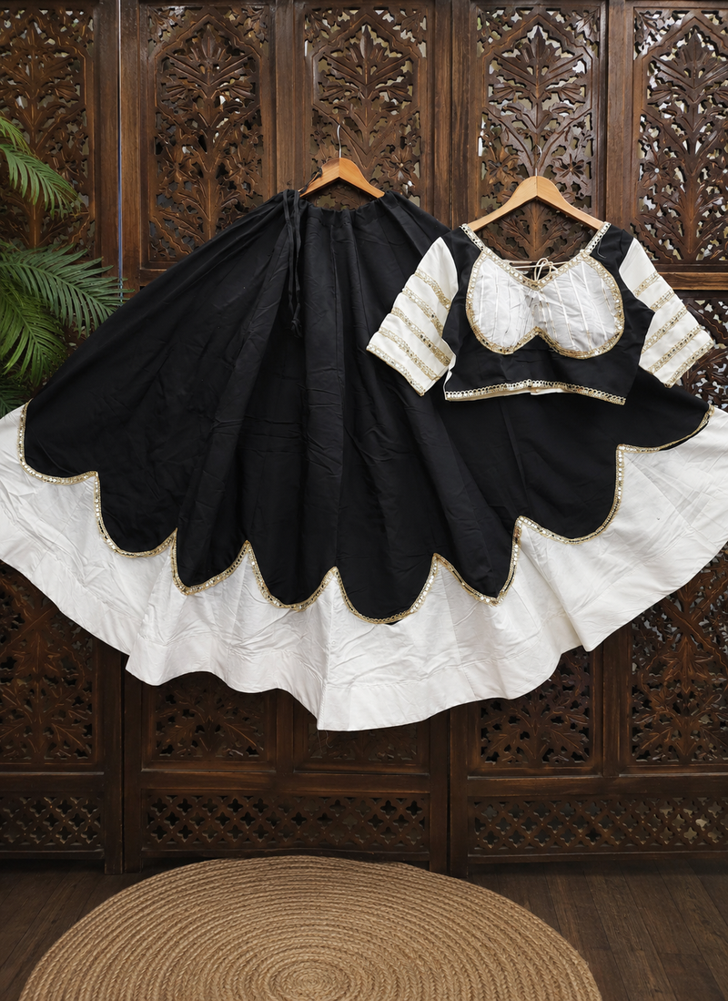 Black Color Lace Work Roman silk_Blend Lehenga Choli