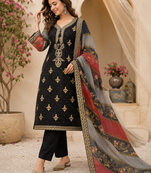 black color embroidery sequences work chanderi salwar suit