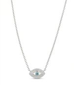 925 sterling silver evil eye cz pendant necklace for women