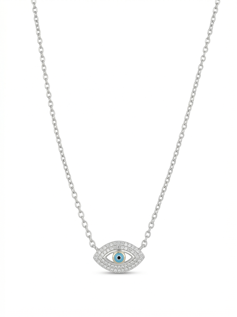 925 sterling silver evil eye cz pendant necklace for women