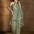 Wome's light olive silk blend straight kurti palazzo set with dupatta