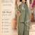 Wome's light olive silk blend straight kurti palazzo set with dupatta