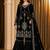 Black velvet semi stitched suit with embroidery & sequence work
