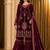 Maroon velvet semi stitched suit with embroidery & sequence work