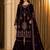 Wine velvet semi stitched suit with embroidery & sequence work