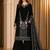 Black velvet semi stitched suit with embroidery & sequence work