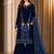 Navy velvet semi stitched suit with embroidery & sequence work