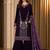 Wine velvet semi stitched suit with embroidery & sequence work