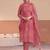 Peach siffon semi stitched suit with embroidery & sequence work