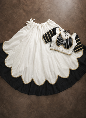 White Lace Work Roman silk_Blend Lehenga Choli 3