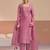 Pink siffon semi stitched suit with embroidery & sequence work