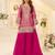 Magenta silk blend readymade suit with embroidery & beads work