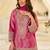Magenta silk blend readymade suit with embroidery & beads work