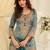 Blue silk blend readymade suit with embroidery & beads work