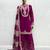 Purple chinon readymade suit with embroidery & mirror work